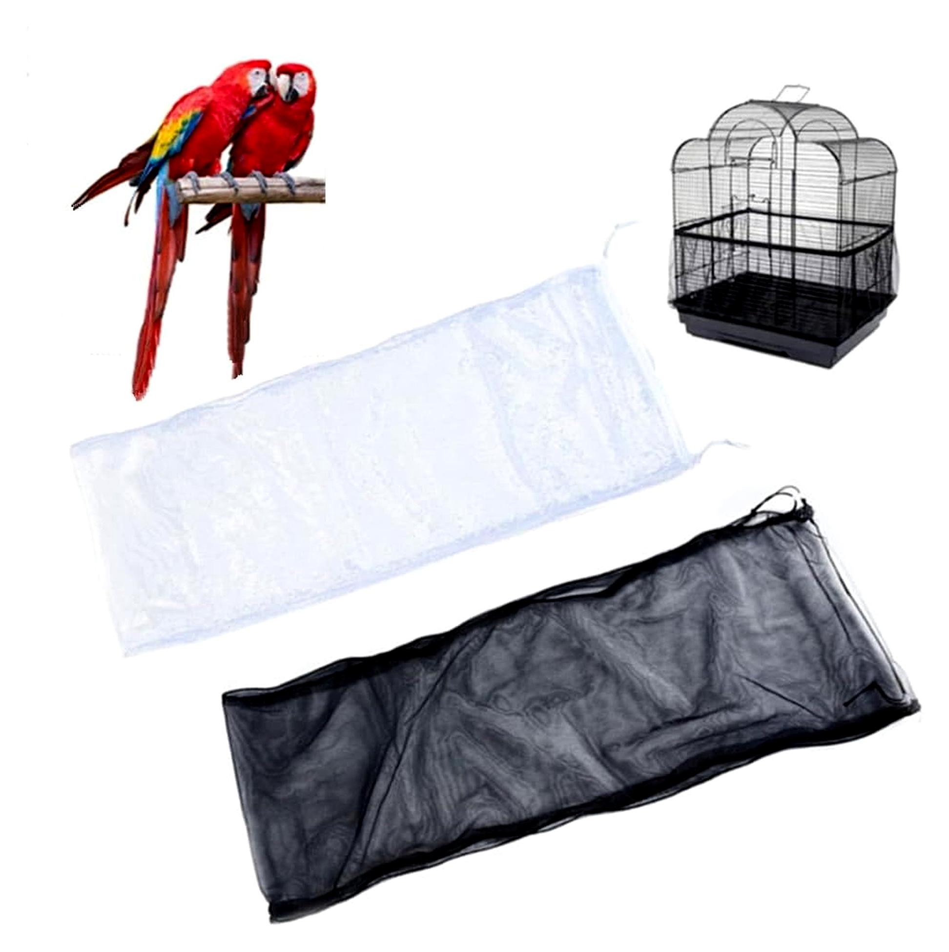 Markenlos 2 Stück Vogelkäfigabdeckung, Netzabdeckung für Käfige mit einem Umfang von 140-220 cm (Schwarz, Weiß)