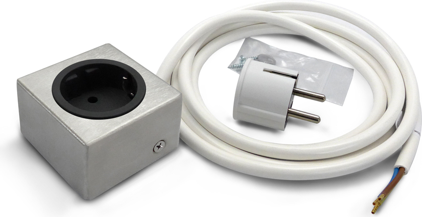 THEBO Schukosteckdose ST 3080 ST/1 in EDELSTAHL / THEBO Licht / Unterbau Steckdose / Unterschranksteckdose / Steckdose / Schukostecker 175086