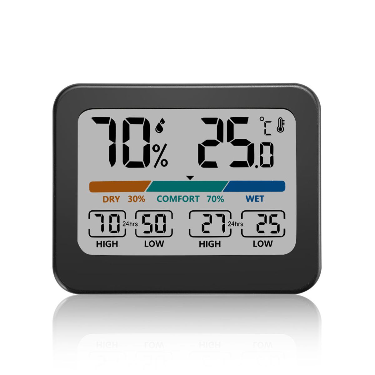 Welikera Digitales Thermo-Hygrometer 93×73×19 mm, mit Farbdisplay und Speicher für Höchst-/Tiefstwerte – ideal für Innenräume, Babyzimmer und Badezimmer KAUF-INTT-HT2140-024