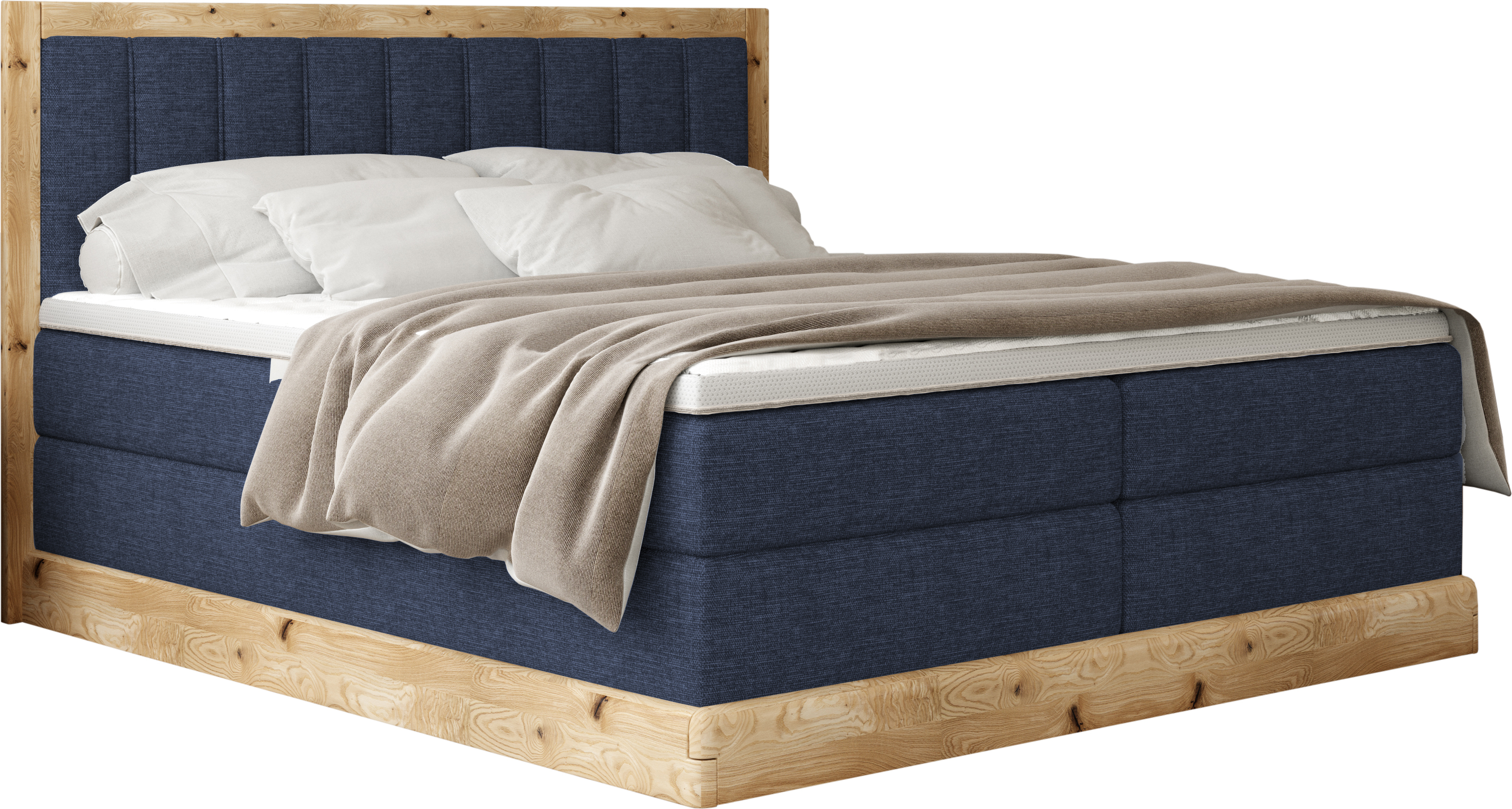 Schlafzimmer Bett Komfortables ALMA Kontinentalbett - Gepolstertes Bett Mit 152 cm Länge, Hochwertigen Matratzen Und Stilvollen Materialien 140x200 cm Blau