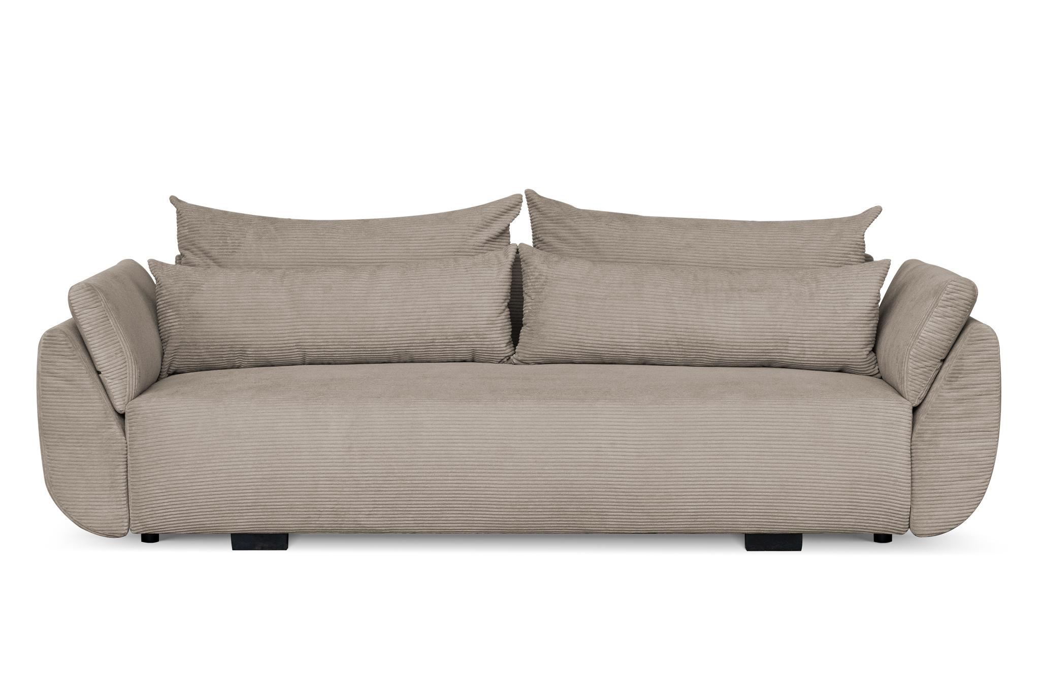 Schlafsofa Tilo 260 cm mit Bettkasten 3-Sitzen Bettsofa cord Dunkelbeige Sofiland Beige 83