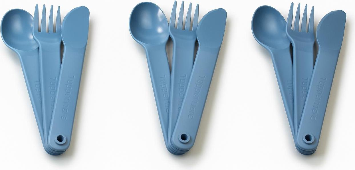 TUPPERWARE To Go Picknick Besteck SET (3) blau Messer + Gabel + Löffel