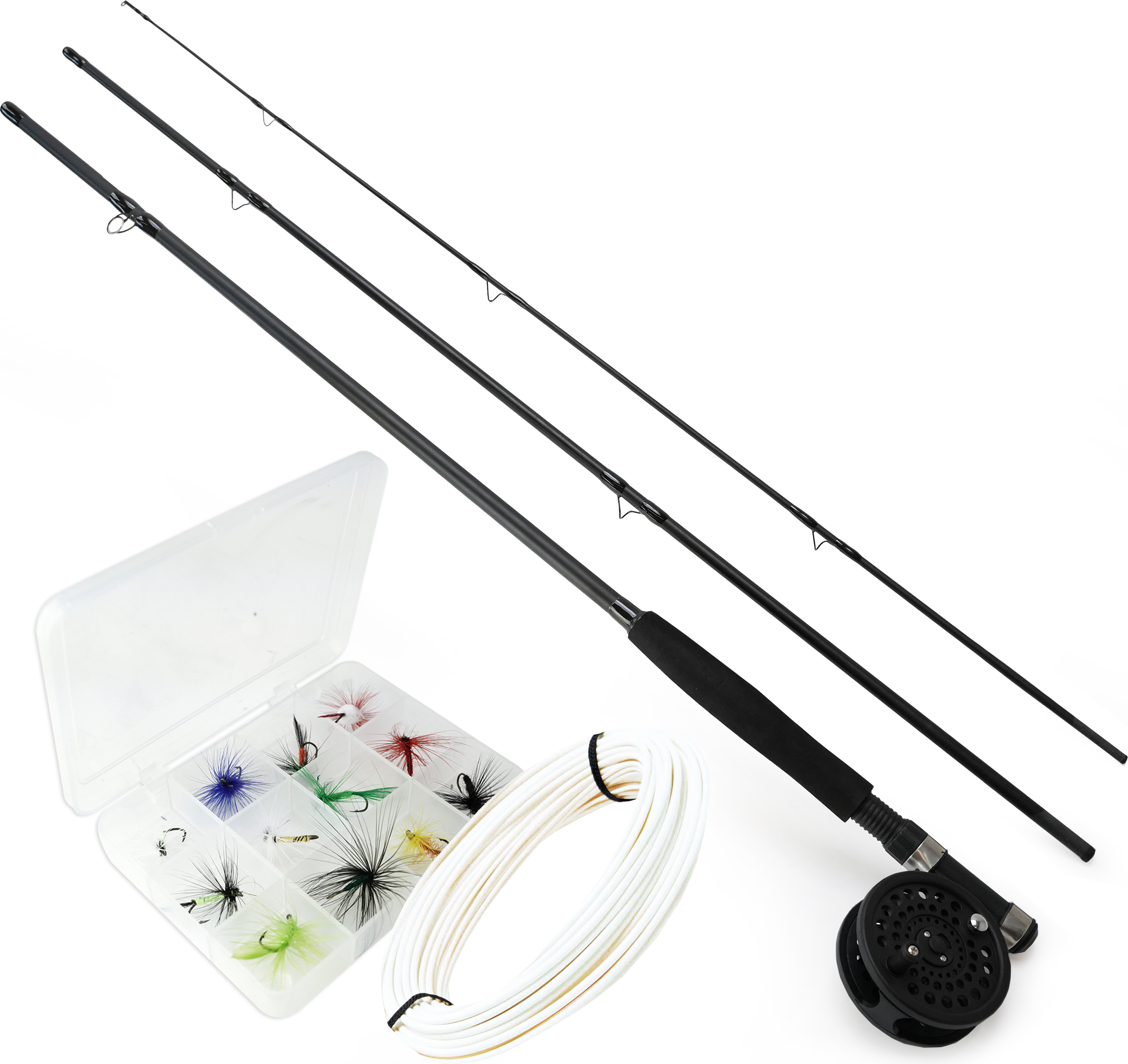 FISH-XPRO Fliegenfischer-Set – Fliegenfischen – Fliegenfischen – Rolle – Fliegenschnur – Vorfach – künstliche Fliegen RAVAV5079