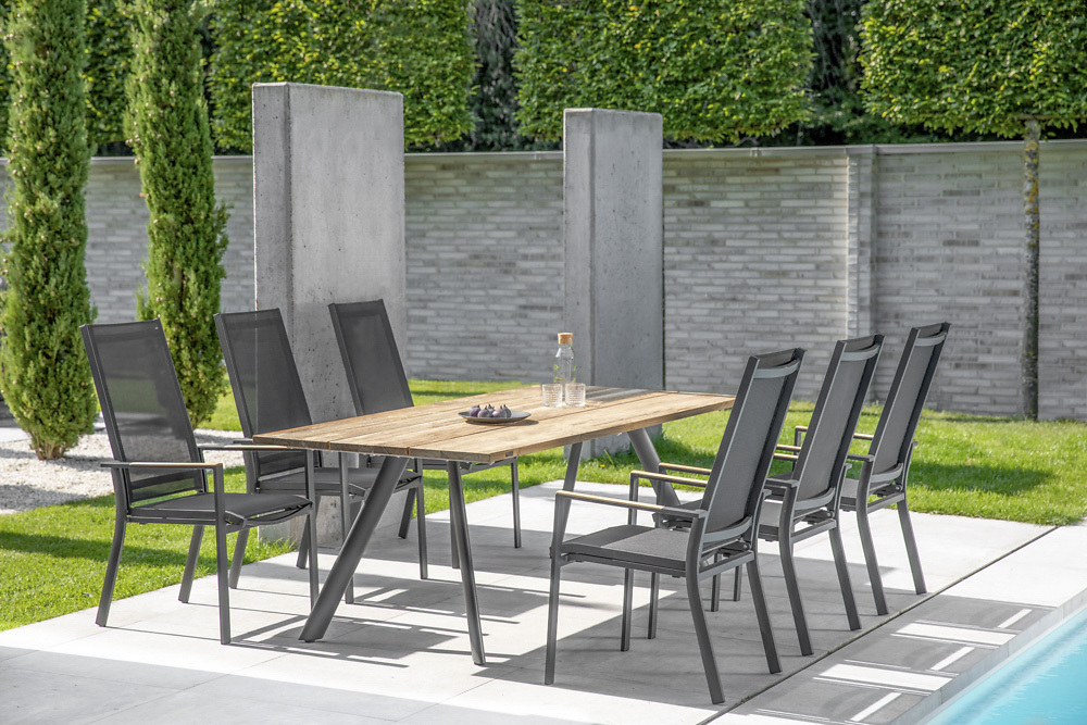 Niehoff Noah Tisch Stativprofil Aluminium/Teak Massivholz T3G8-062-059