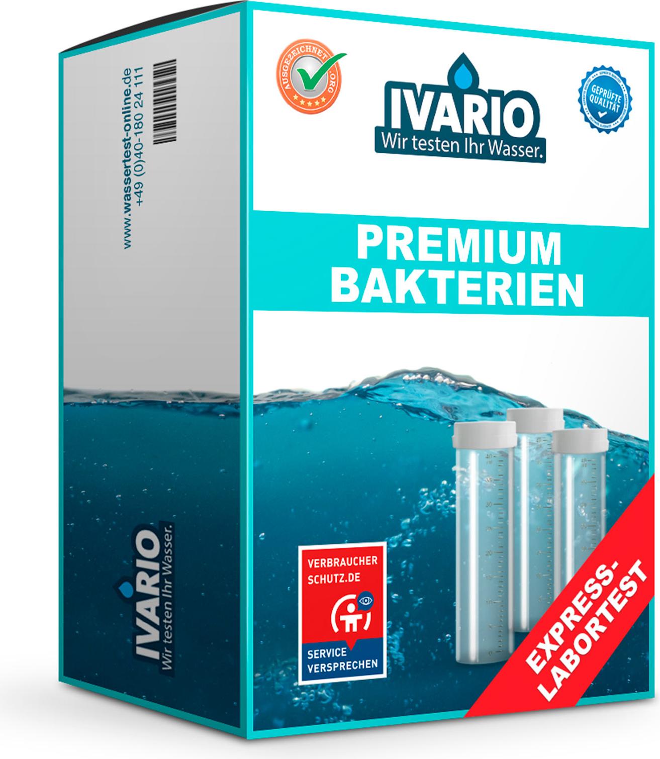 Ivario Wassertest Bakterien Premium, auf E.-Coli, Legionellen, Pseudomonaden NEW-2750