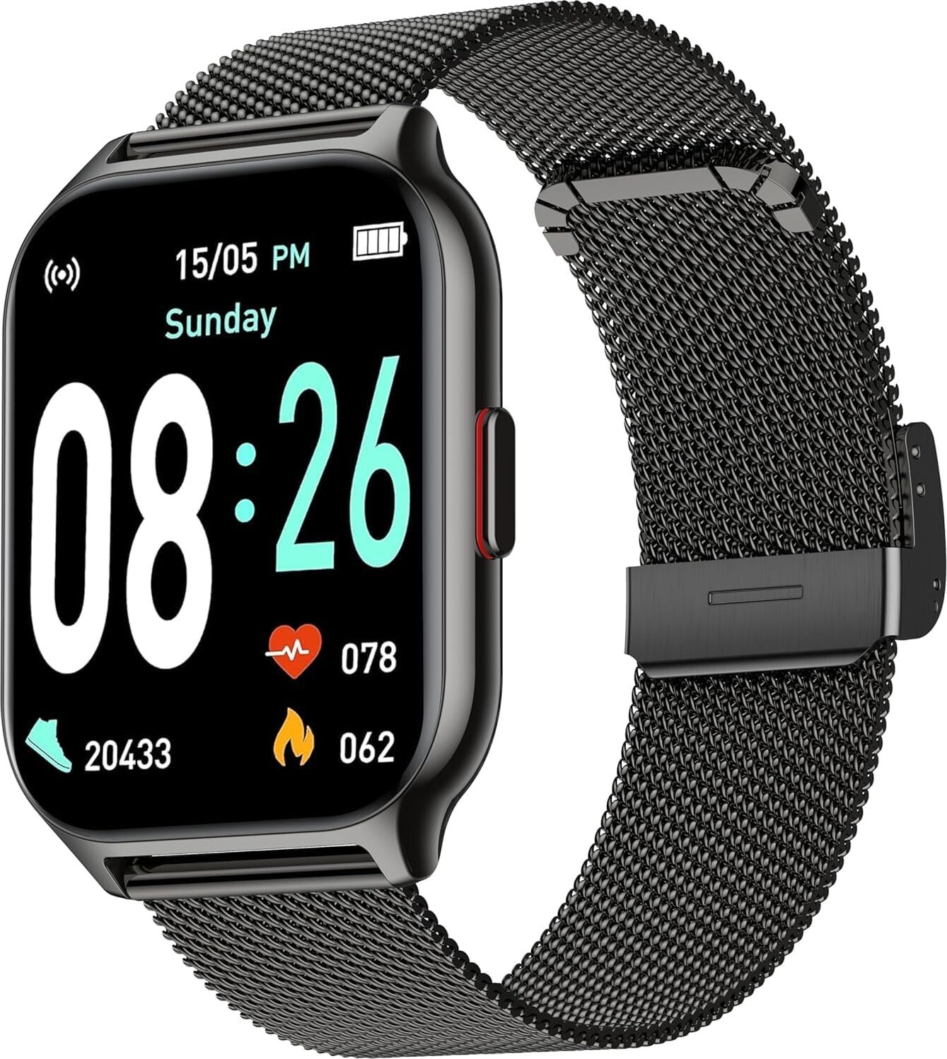 Smartwatch Dámy s funkciou telefónu s monitorom srdcového tepu Krvný tlak Sledovanie spánku Krokomer IP67 Vodotesné Fitness pre Android IOS (čierna)
