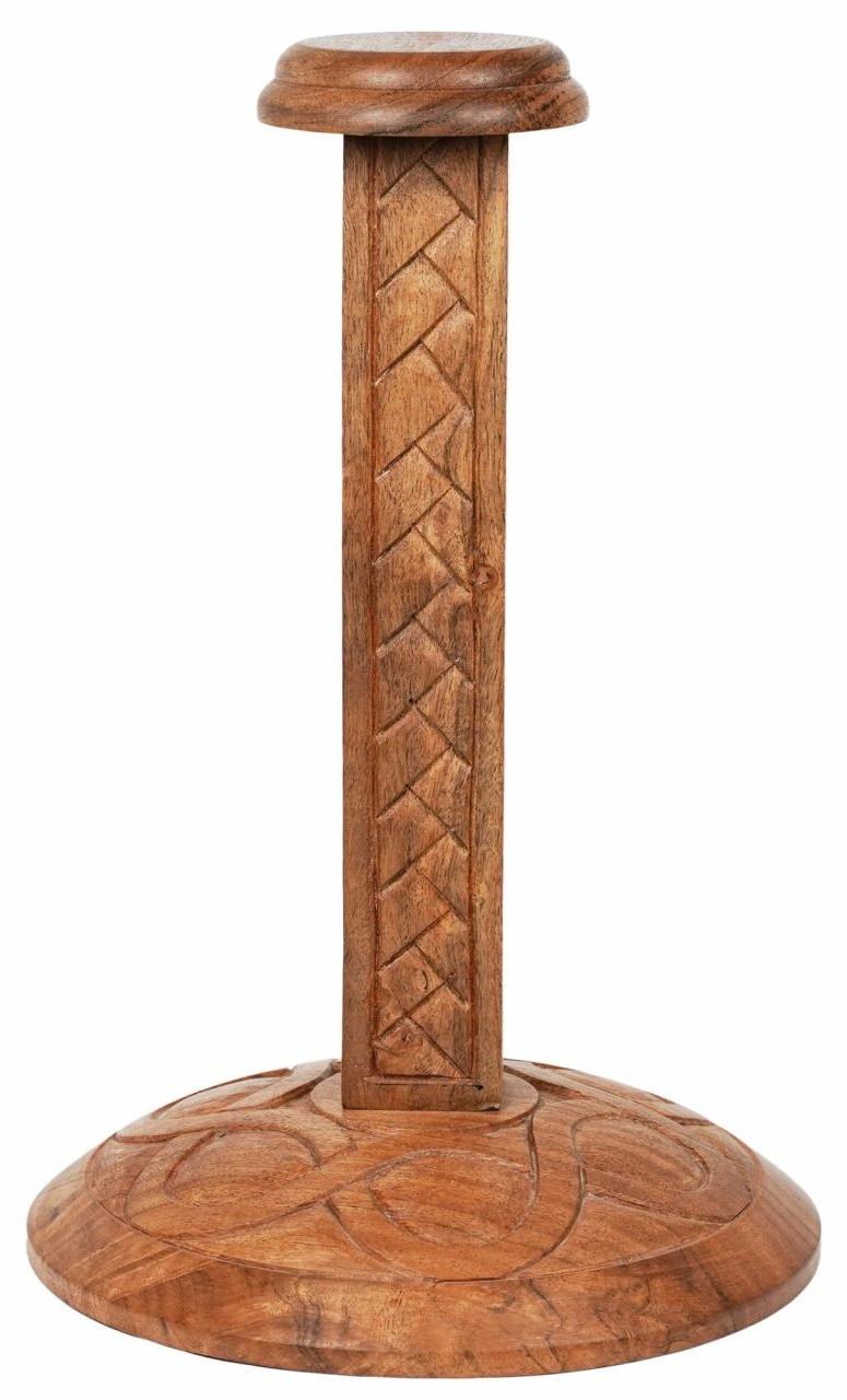 Mythrojan Helmständer aus Holz ca. 38 cm mit Verzierungen