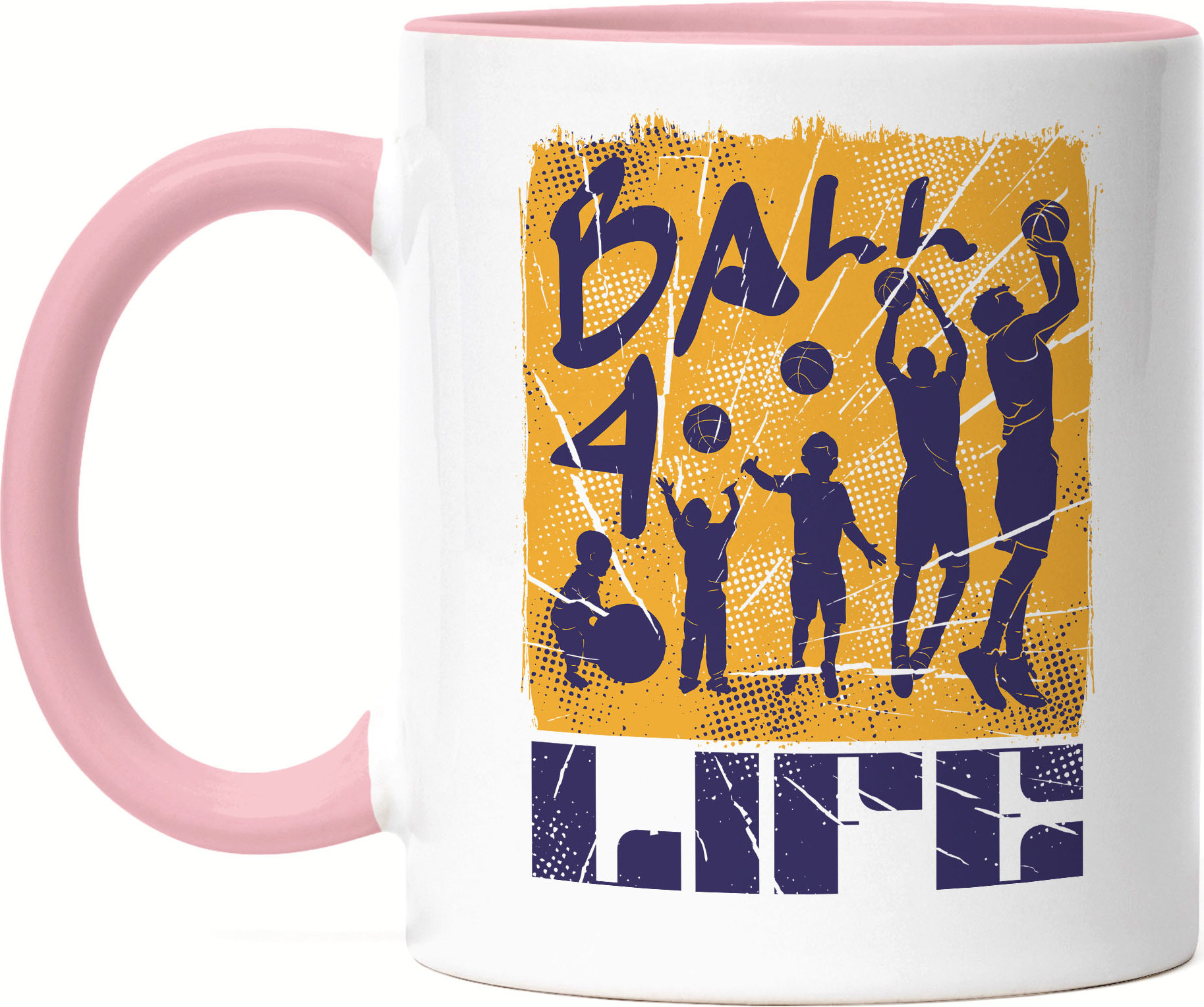 Hey!Print Basketball Tasse Rosa Leben Sport Spieler Korb Teamsport Gewinner Ballsport Jersey Team Mannschaftssport HP-1791-T-Rosa