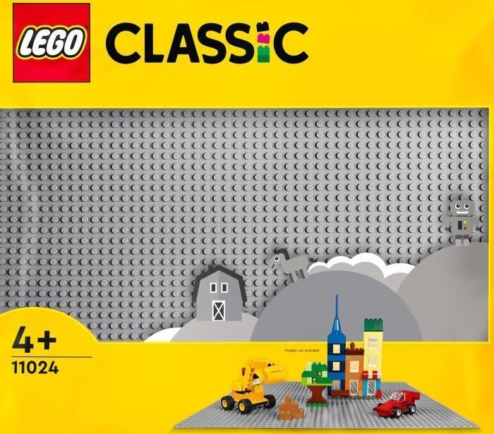 LEGO Classic stavebná doska sivá 48x48 výstupkov, základná doska na stavanie, konštruovanie a vystavovanie, 38x38 cm