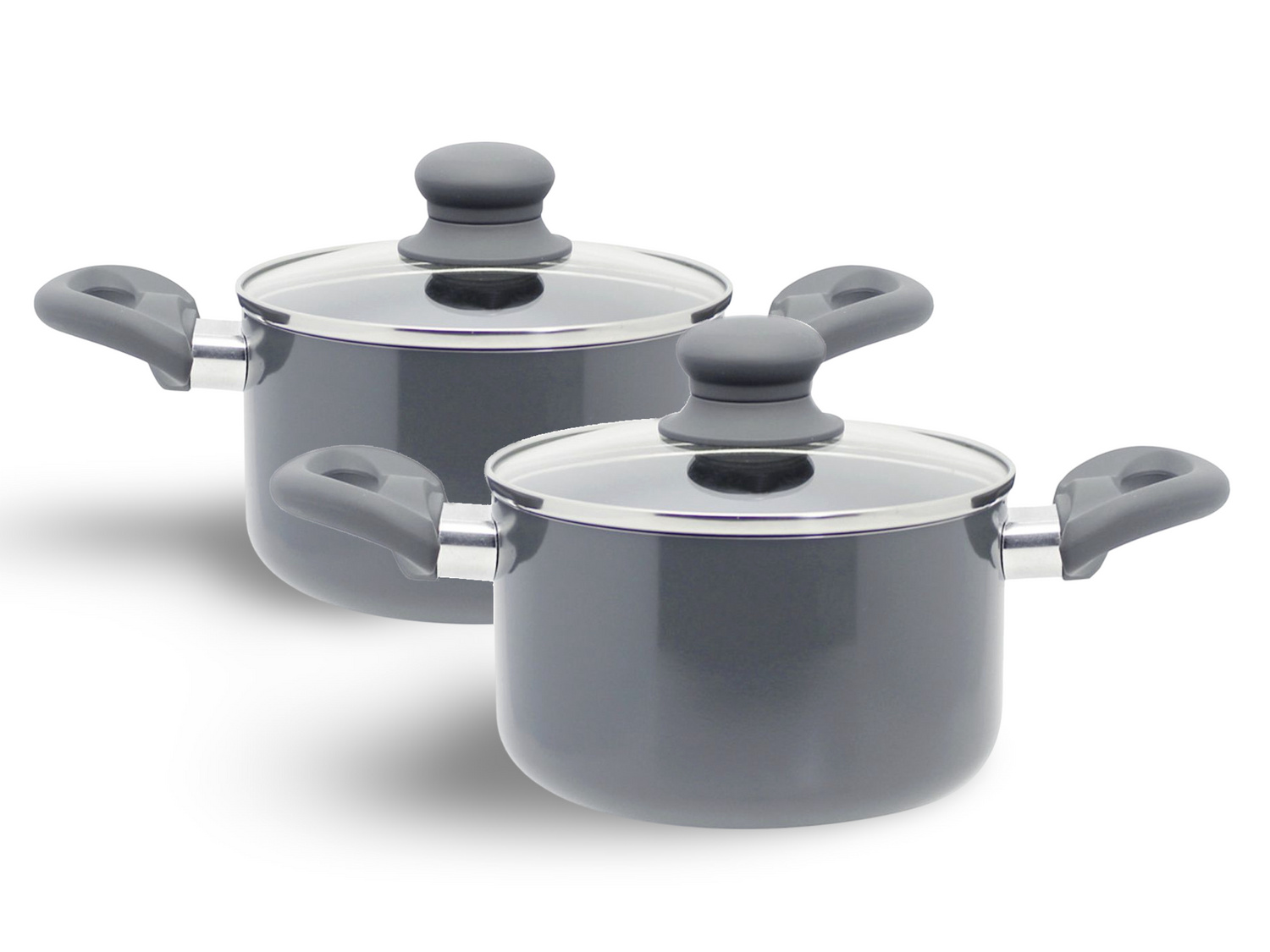 Buri 2 Stück Kochtopf 'Rom' PFAS-frei 16cm Alu Kochtöpfe Set Töpfe Topf Deckel Topfset 2x VX14711-2er