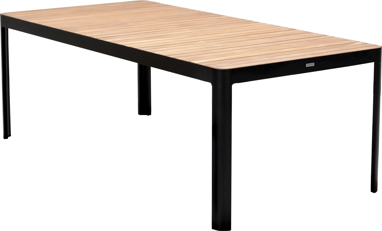Gartentisch - Braun - Schwarz - Aluminiumgestell - Teakholz - 209 x 95 cm