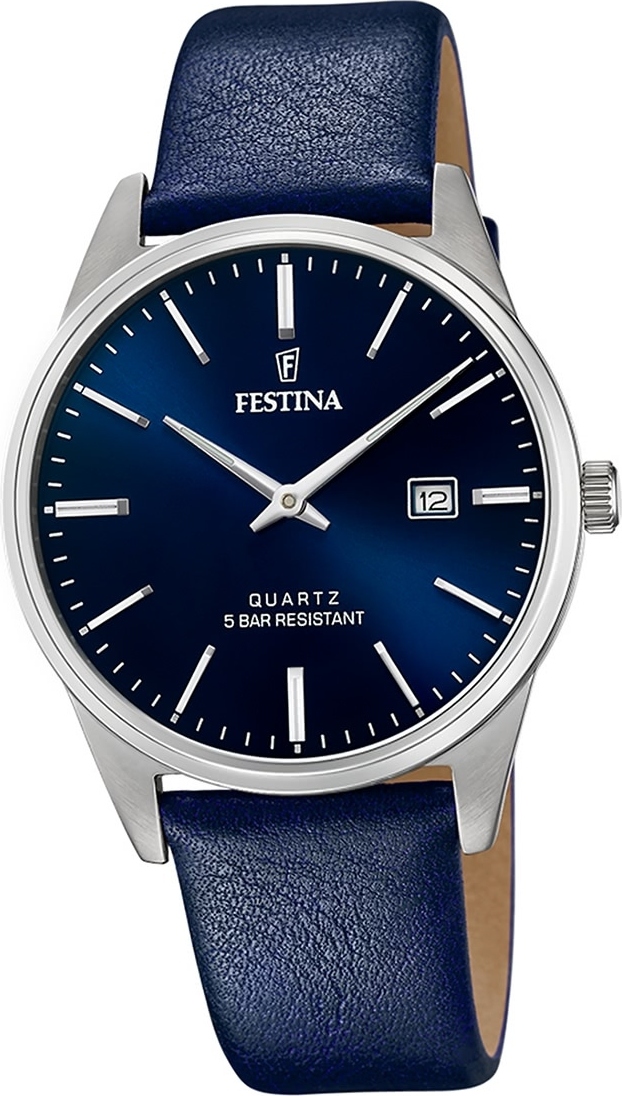 Festina kožené elegantné pánske hodinky F20512/3 remienok hodinky Blue Classic D2UF20512/3