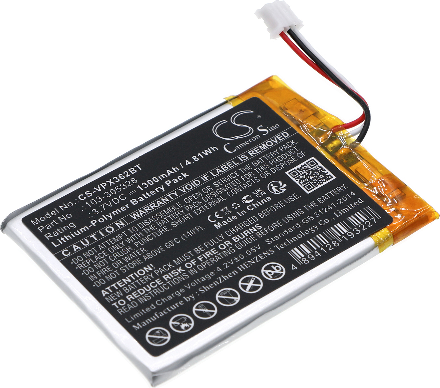 TECHTEK Akku Kompatibel mit [Visonic] PowerMaster 360, PowerMaster 360-pg2 Ersetzt 103-305328