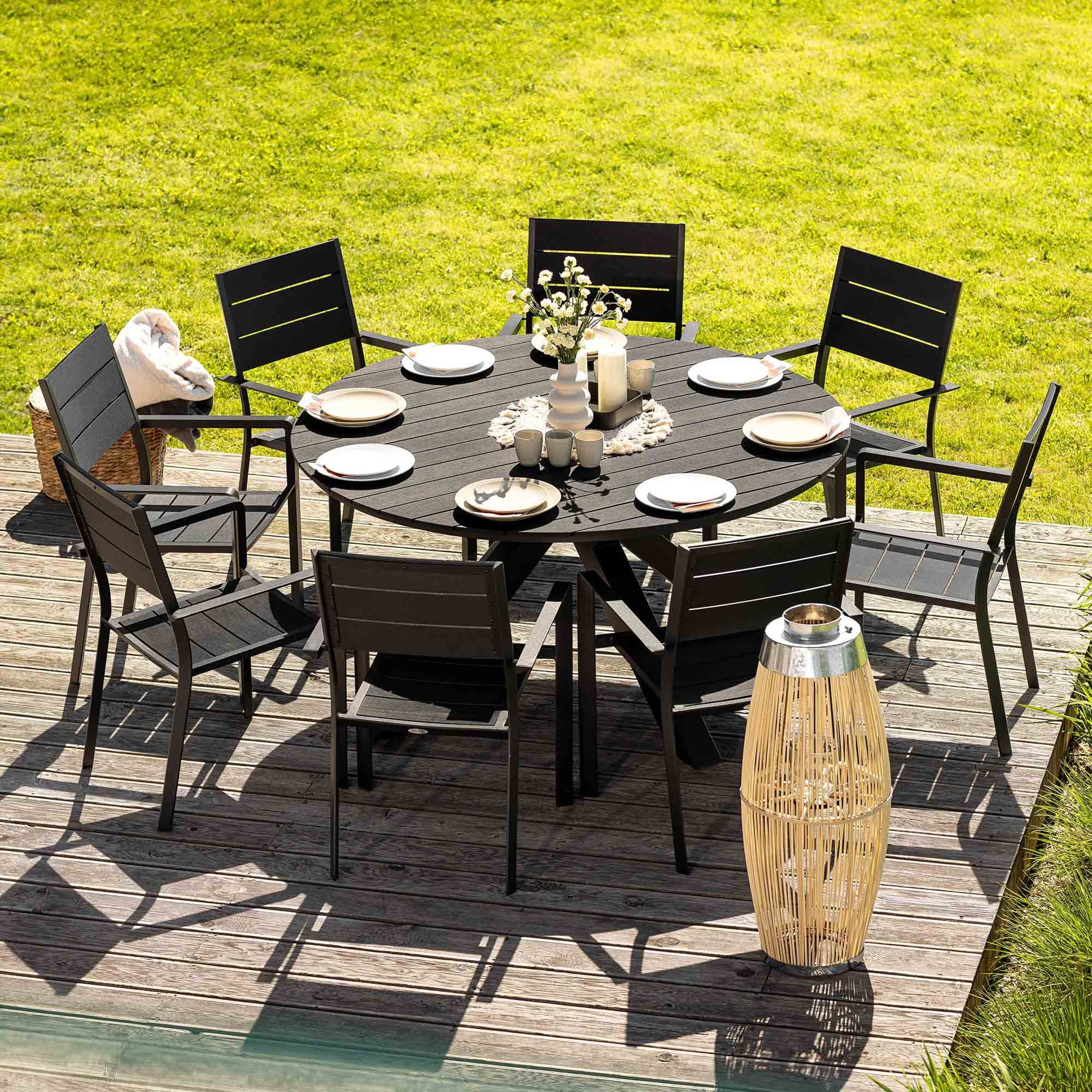 Di Volio Gartenmöbel Set OSIMO - Runder Tisch & 8 Stühle Aus Kunstholz