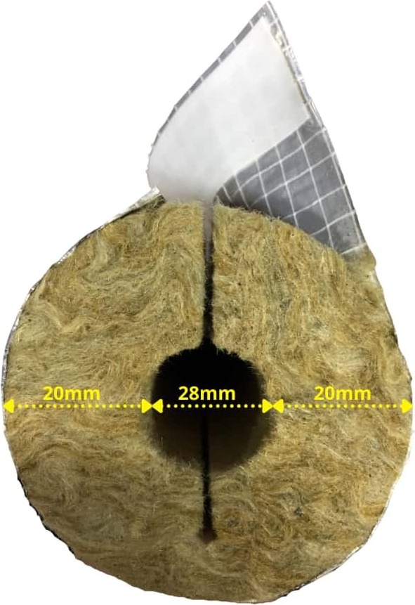 NMC NOMA®WOOL ALU 1m Ø 28 x 20mm GEG 100% Steinwolle alukaschiert 3007773