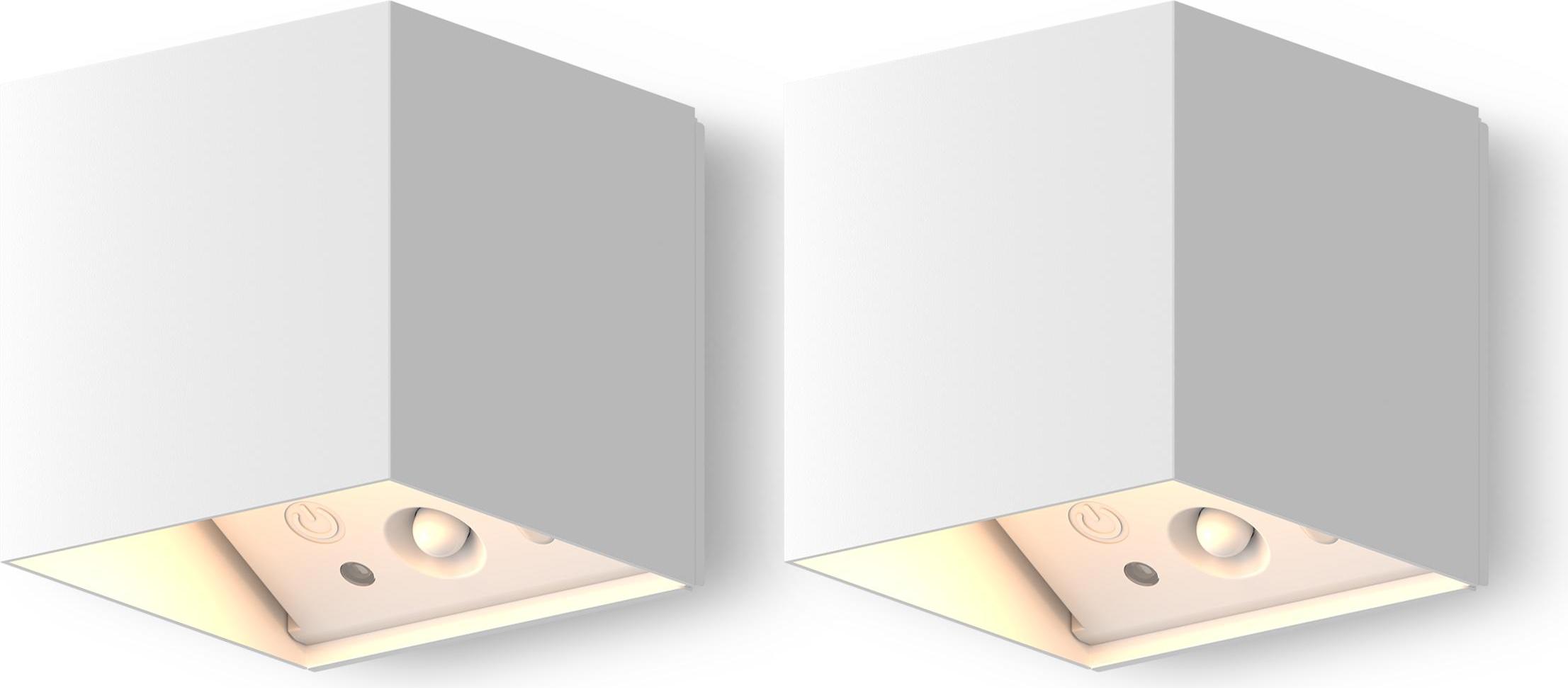 Calex Falerna Wandleuchte, für Außen & Innen, warmweißes Up & Down Licht, Akku aufladbar, kabellos, dimmbar, wasserdicht, Weiß 4301005400