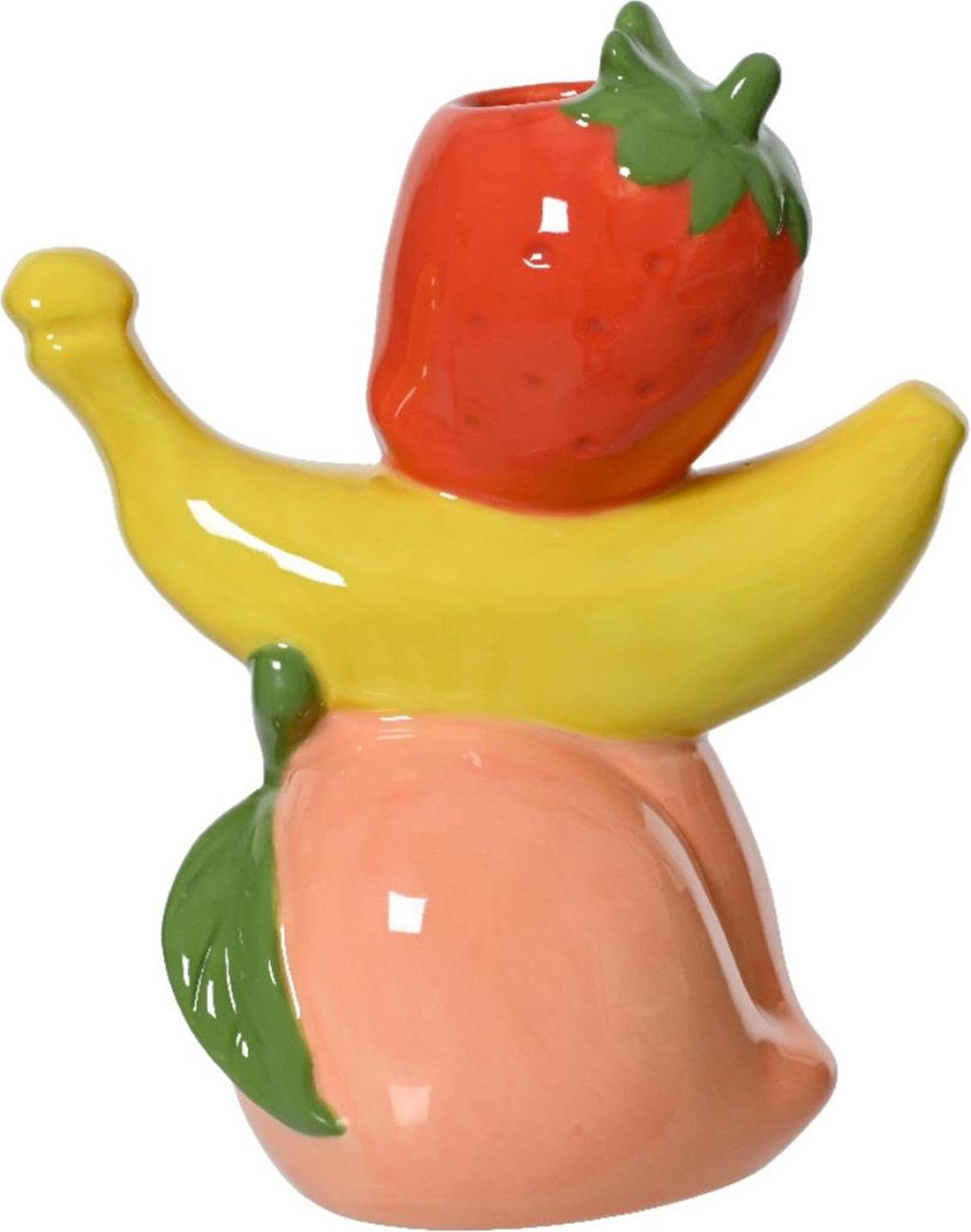 Decoris Porzellanvase mit Fruchtmuster 18cm - bunte Deko Vase 81.1821