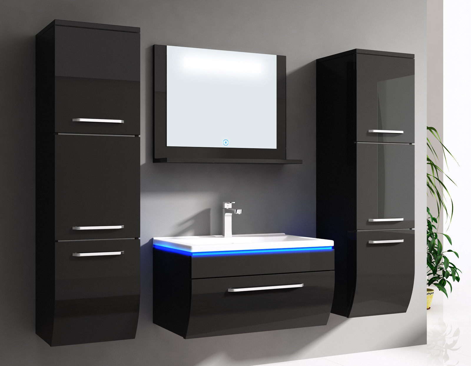 Fischer und Adamek Badezimmerschrank Habel SchwarzLänge: 130 cm Höhe: 2,0 m Höhe 110 cm Höhe: 2,0 m Tiefe: 30 cm Höhe: 2,0 m NEW-39184