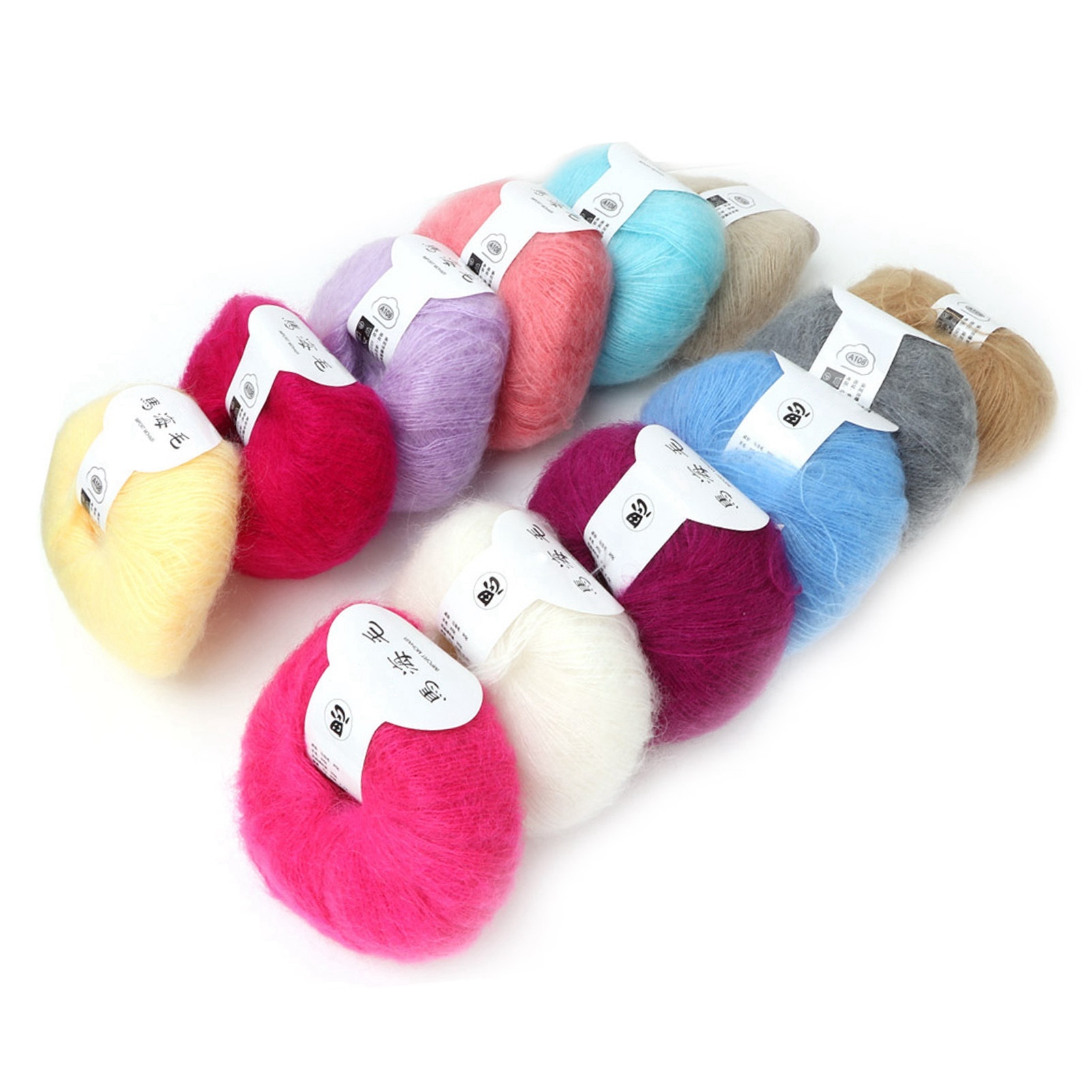 Cocosity Zerodis Weicher Mohair Pashm Strick Angora Langes Wollgarn, 26 G Pro Rollball von 12 Colors fr Kleidung Schals Pullover Schalmtzen, Sehr Weich und Bequem fr die Haut, Geeignet fr Handw?sche (1