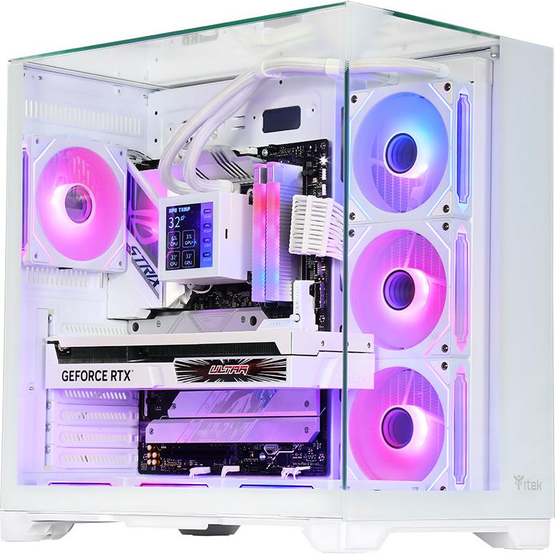 Itek Dark Cave Pano Tower PC Gaming ATX Bianco con 4 Ventole ARGB Wireless ITGCADCPAW