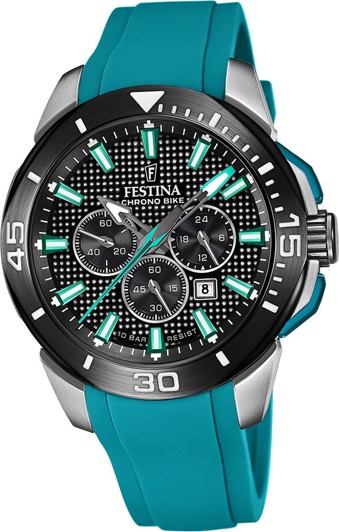 Pánske gumené hodinky Festina zelené Náramkové hodinky Festina Chrono Bike D2UF20642/3