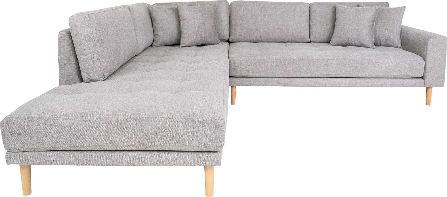 ebuy24 Lido Ecksofa links gewendet mit 4 Kissen hellgrau. 46-1301651