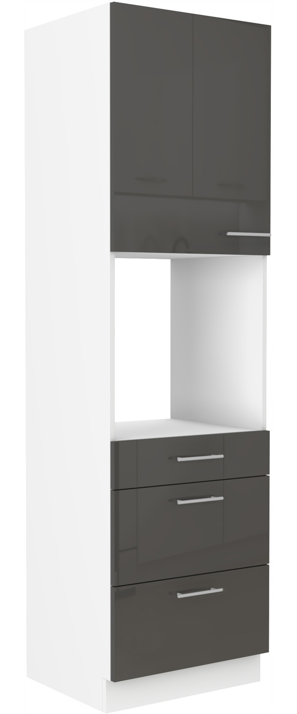 VENETI Küchenschrank für Einbaubackofen mit Schubladen LAJLA – Breite 60 cm, grau/weiß 041-08-01735