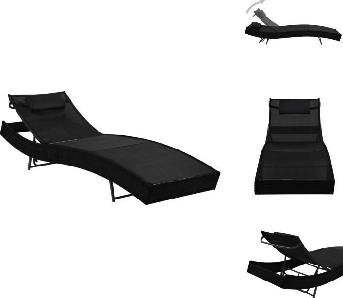 vidaXL Lehátko s vankúšom z polyratanu čierne - Lehátka