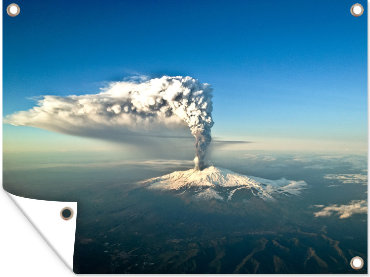 MuchoWow® 80x60 cm Outdoor-Poster Gartendeko Sichtschutz Garten Poster für den Garten Rauch des Stratovulkans Ätna in Italien 133|1289279