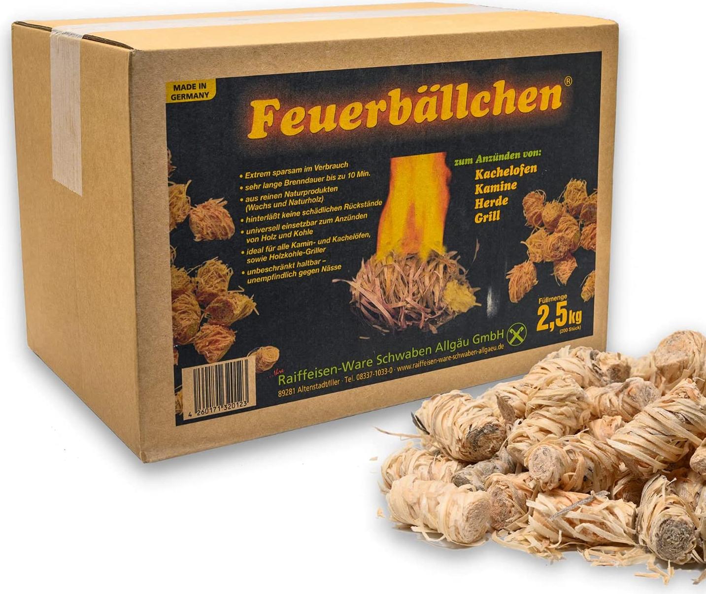 Feuerbällchen, Grillanzünder, Kaminanzünder, Anzündhilfe (Ökologische Anzündwoll 4321920