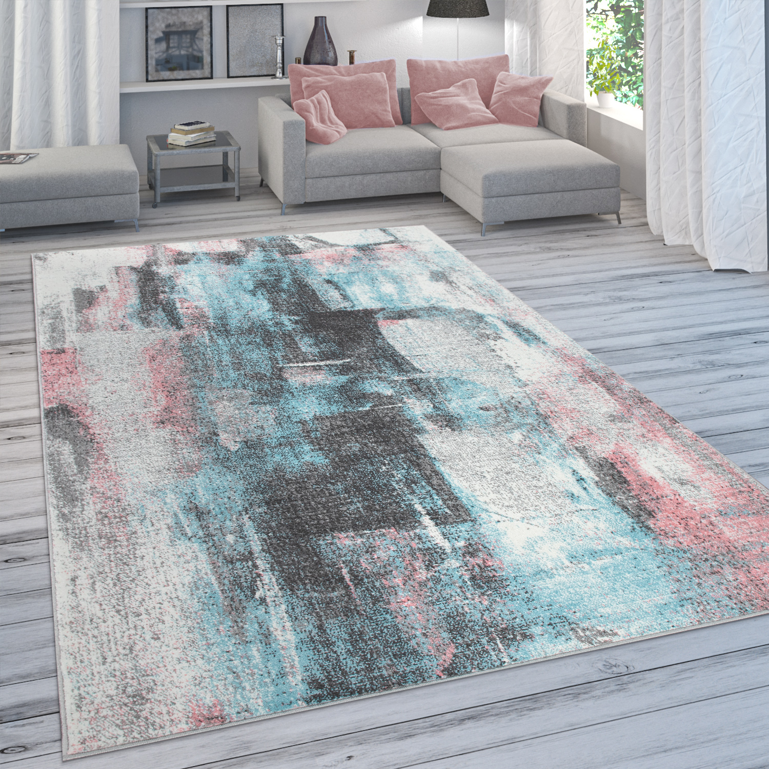 Teppich Für Wohnzimmer Mit Farbverläufe In Pastellfarben Abstrakt In Bunt 