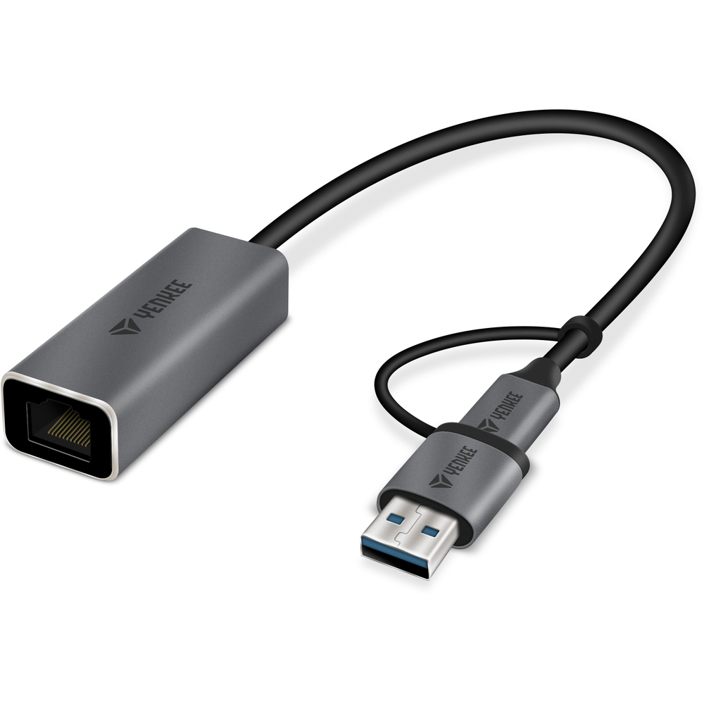 YENKEE YTC 013 adaptér pre gigabitový Ethernet s portmi USB 3.0 a USB C 3.1