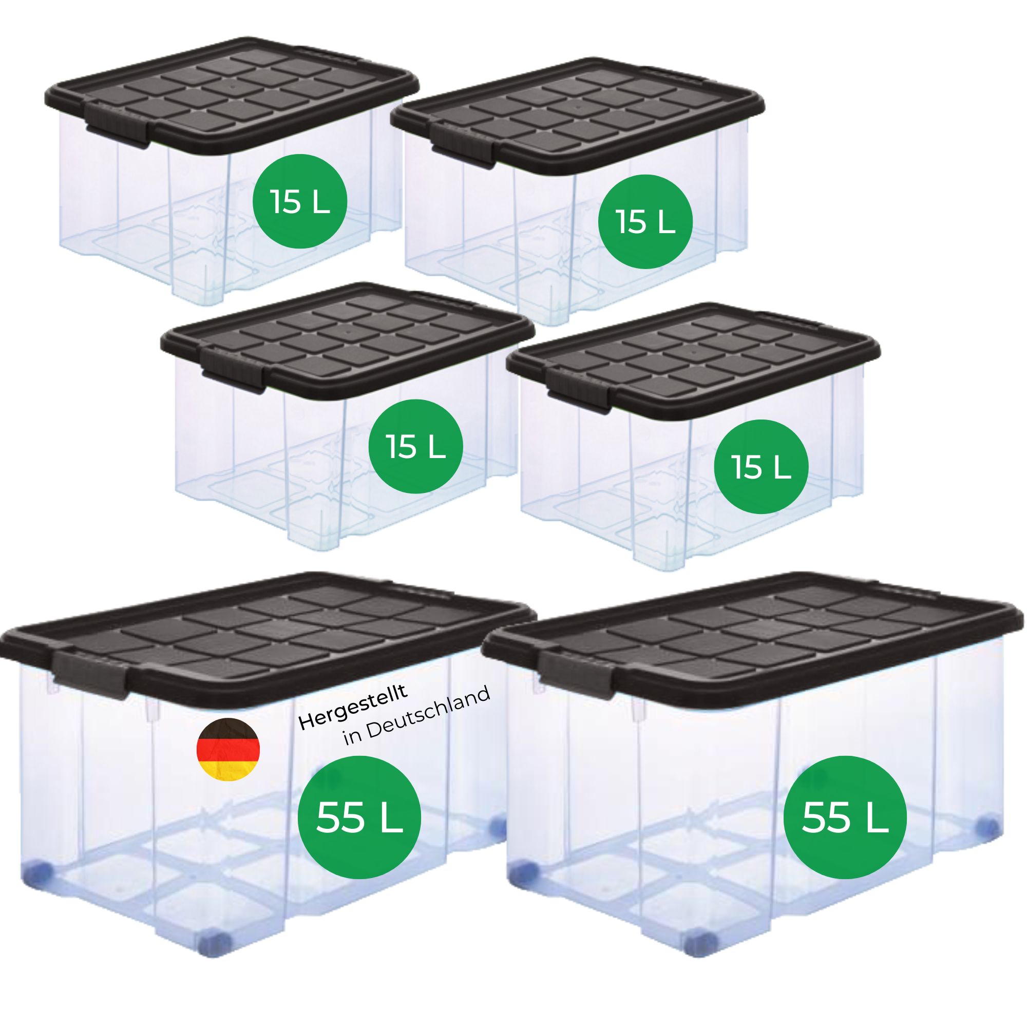 Novaliv Aufbewahrungsbox 27L - Transparente Nestbar-Plastikbox mit