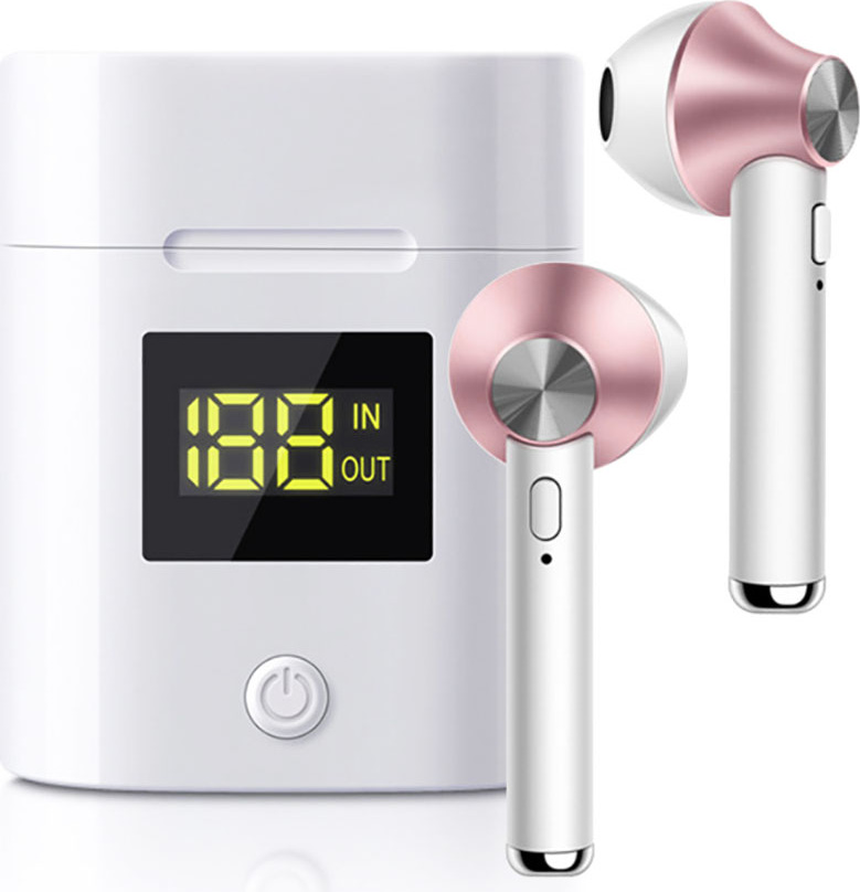 Eko, Bluetooth 5.0 TWS Schnurlose Kopfhörer Modell JeezPro mit LED-Anzeige, Rosa TTE1130