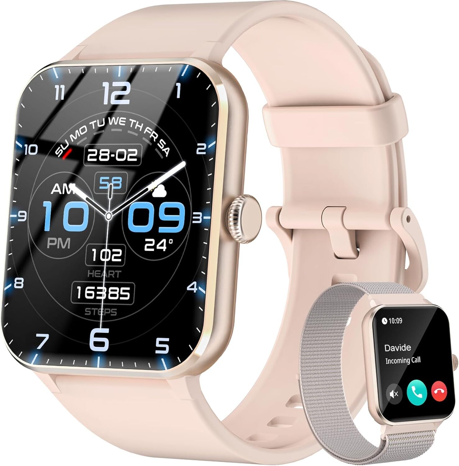 Smartwatch ženy muži s funkciou telefónu/pripomienkou správy, 100+ športových režimov, fitness hodinky, monitor srdcového tepu spánku, krokomer Android IOS