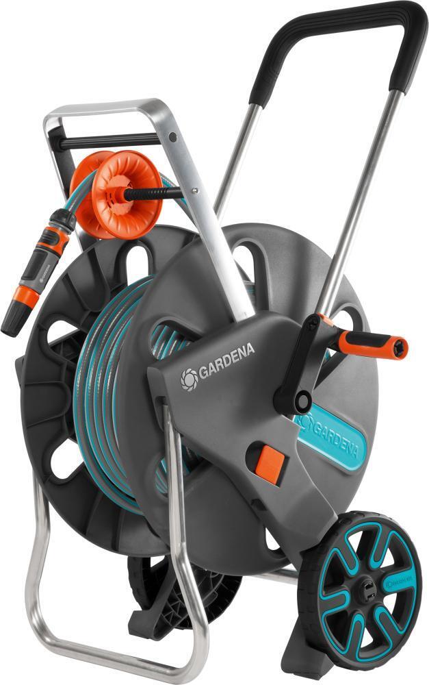 Gardena CleverRoll M Easy metaal set: Slangenwagen met 60 m capaciteit, bijzonder stabiel, stevige slanggeleiding, incl. 25 m slang (18547-20