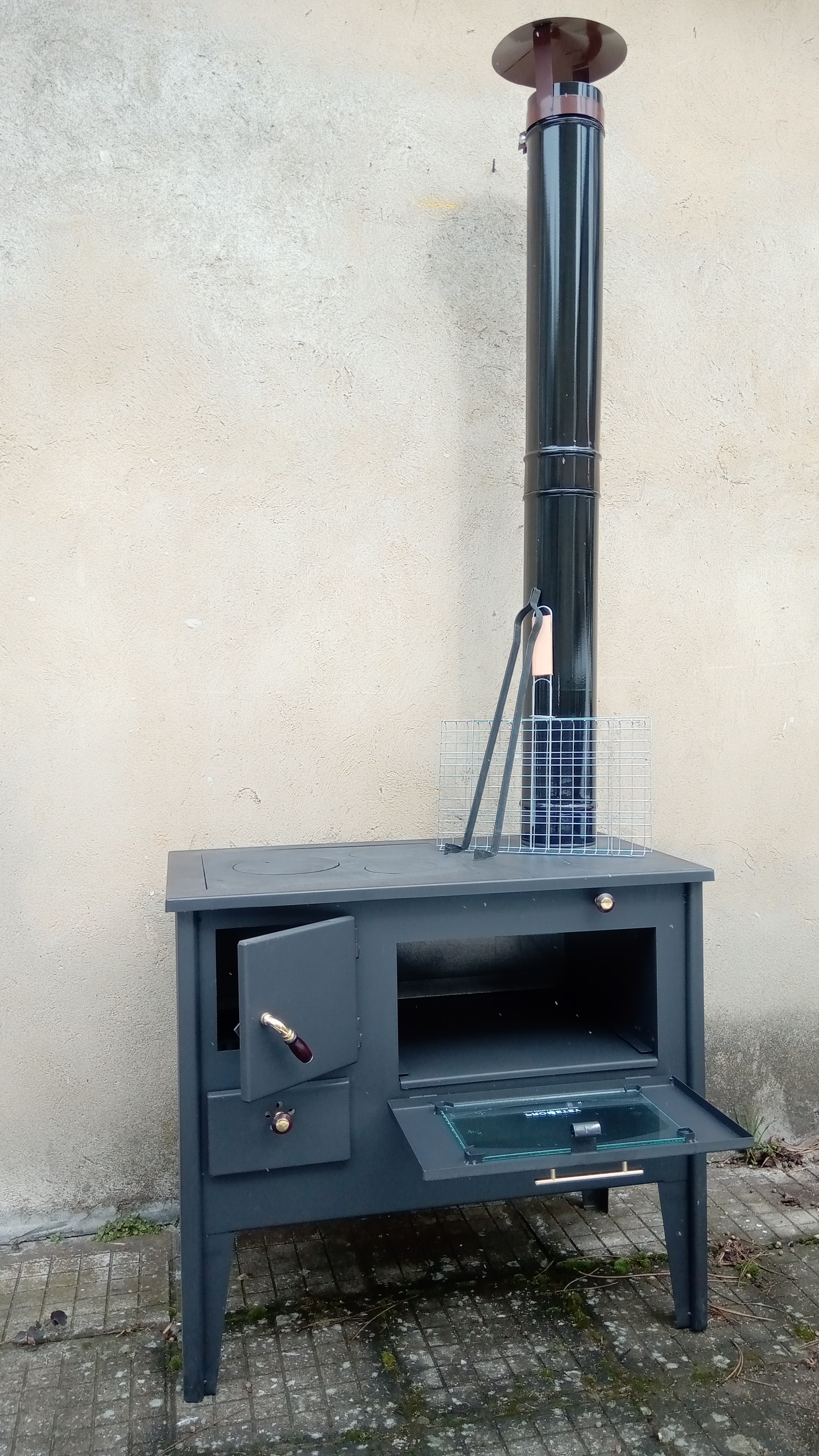 Prometey Outdoor-Küchenherd Holzofen Terrassenofen GARTENofen Pizzaofen+Rauchgasleitung+Zubehör Komplett-Set tk2