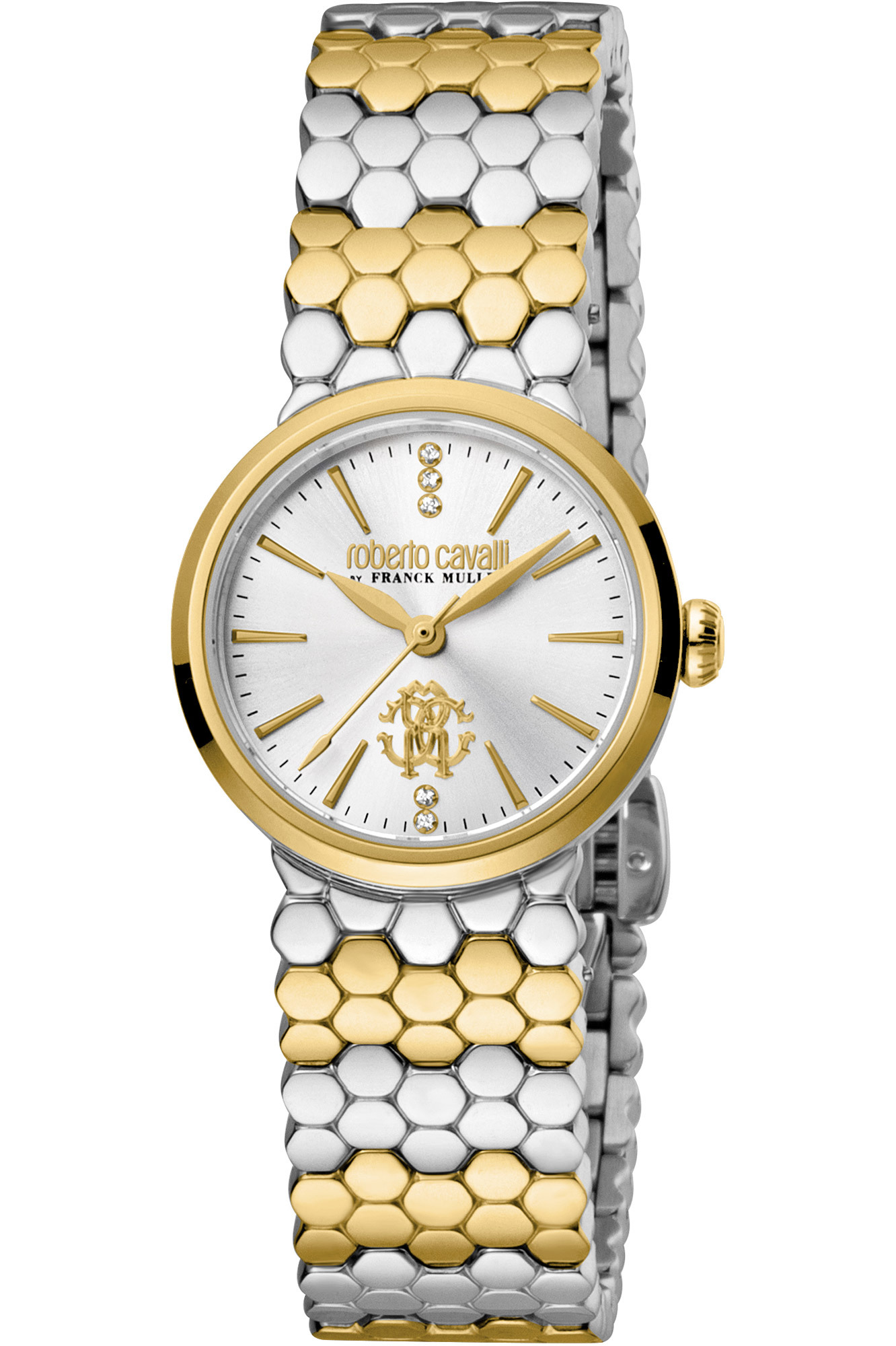 Roberto Cavalli by Franck Muller RV2L056M0021 silber gold Pásik na ruku Uhr Damen NEU