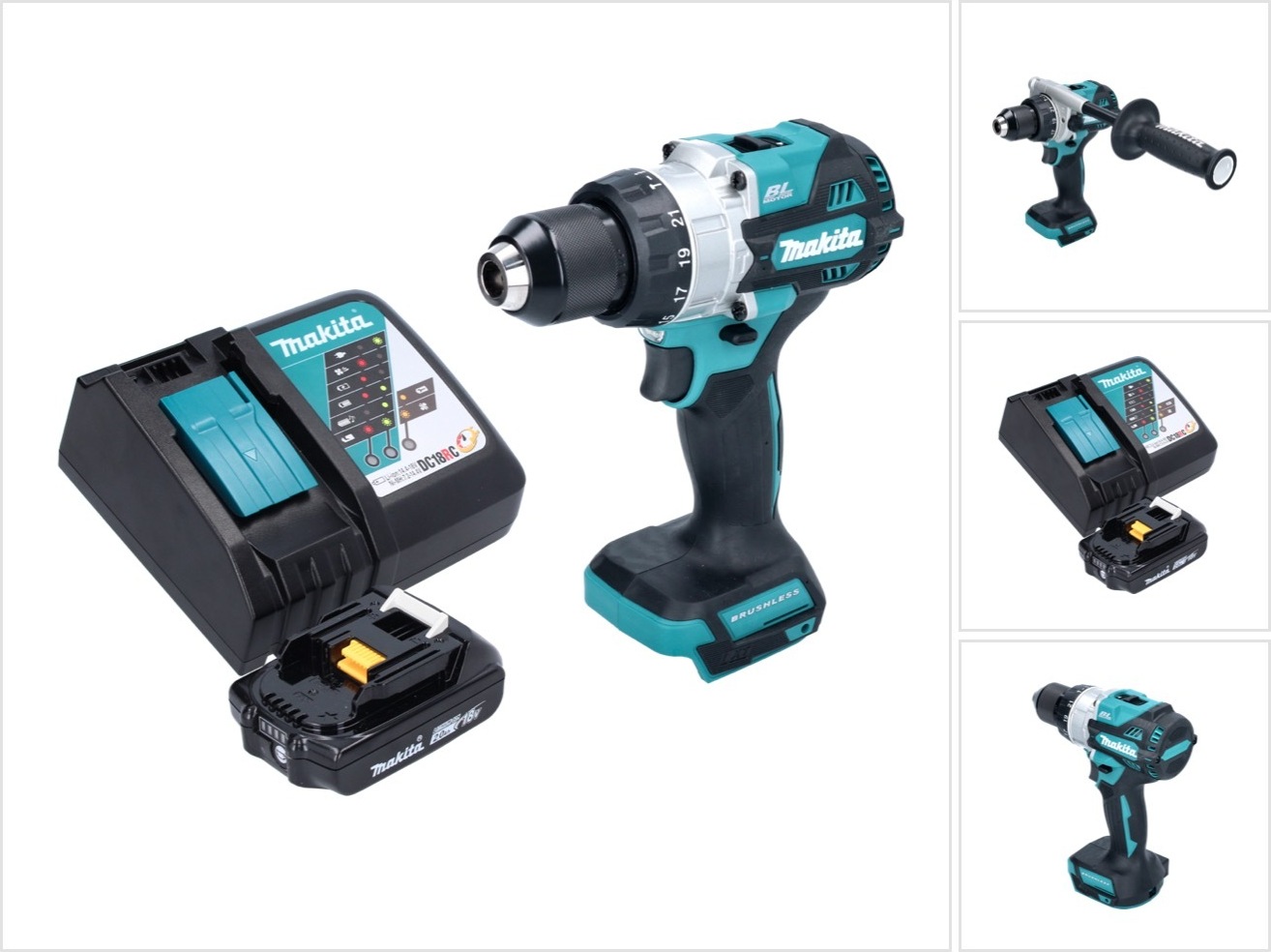 Akumulátorová príklepová vŕtačka Makita DHP 486 RA1 18 V 130 Nm bez kefiek + 1x akumulátor 2,0 Ah + nabíjačka