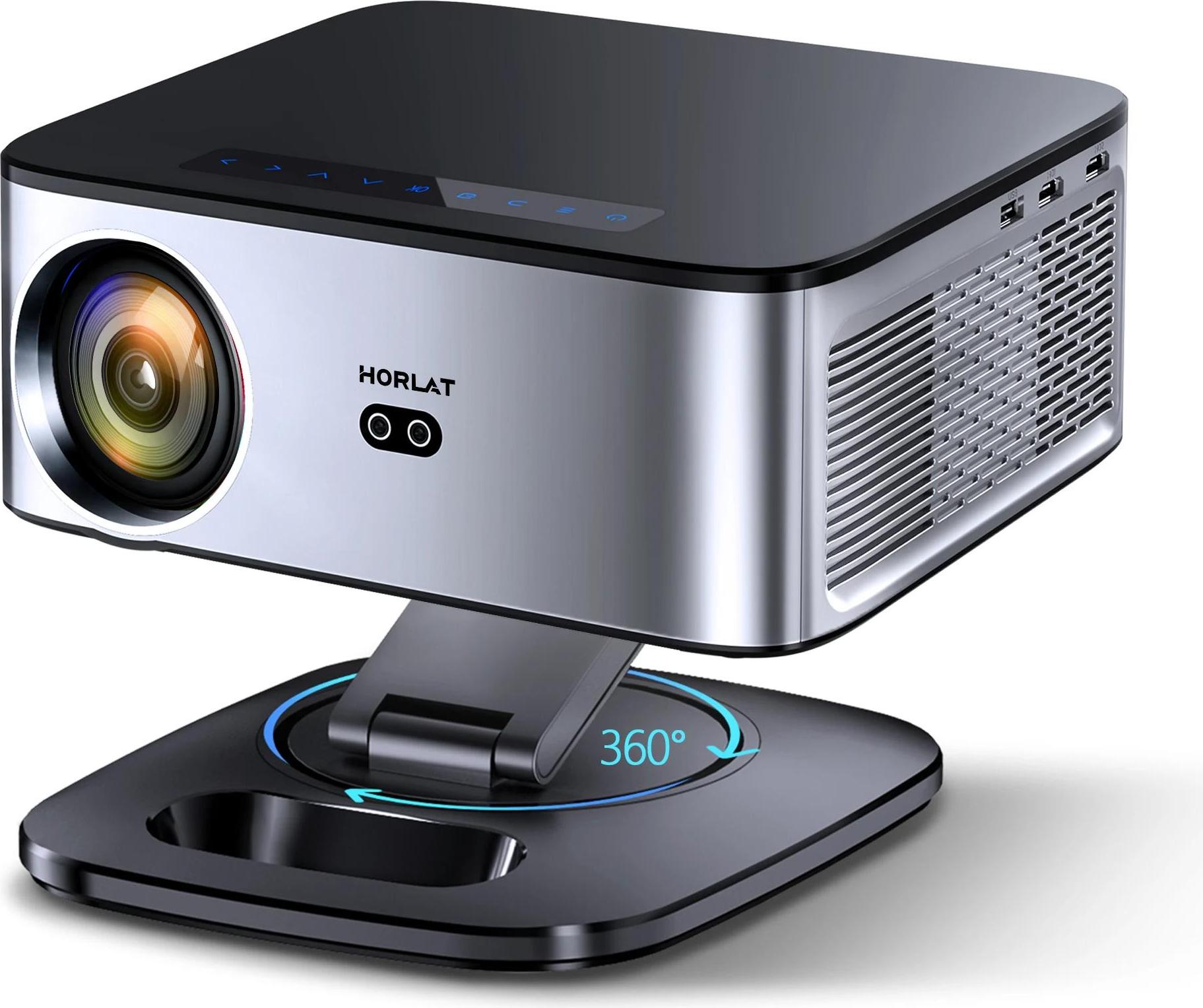 Heimkino Projektor - LED Beamer - 1080p Full HD - 4K/8K-Dekodierung - 1600 ANSI Lumen - Automatische Trapezkorrektur - Android 2+64GB - Halterung & EU-Stecker