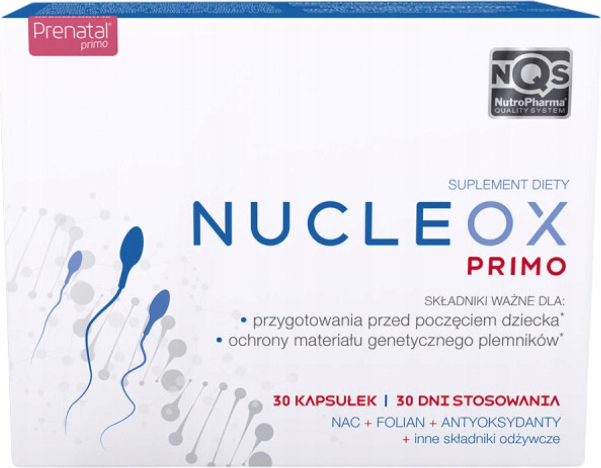 bez marki NUCLEOX PRIMO Fruchtbarkeitssperma für Männer 30 Kapseln