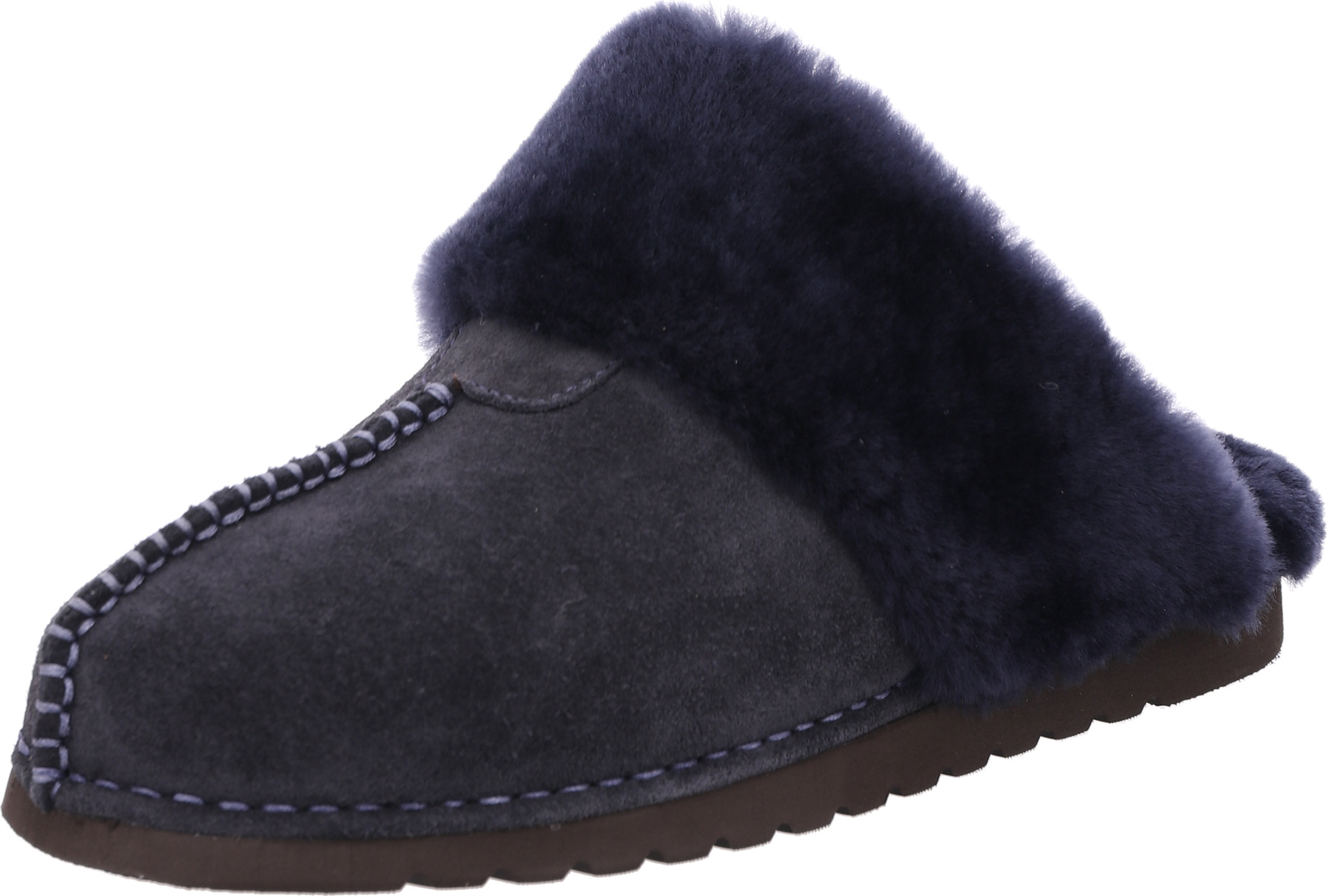 Rohde Damen Hausschuh Leder Pantoffel Lammfell Arabba 7050, Größe:40 EU, Farbe:Blau 7050_56_40