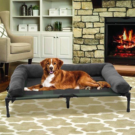 Famanu Hundenbett erhöht - Großes Hundebett (L) - Hundenstretcher - Lounger - 90x70x28cm - Indoor Outdoor - Wasserfest SHSHOP