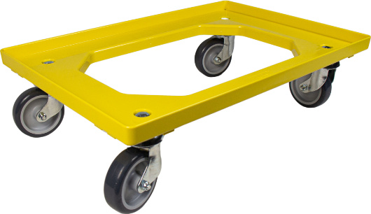 BADfabrik24 Transportroller Kunststoff Gelb mit 4 Leichtlauf-Lenkrollen