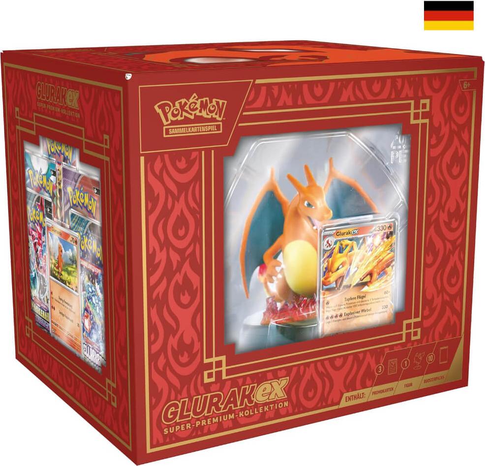 Nintendo Pokemon Karten - Glurak ex Super-Premium Trading Cards Box