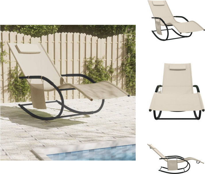 vidaXL Hojdacie lehátko krémová oceľ a textilén - Lehátka