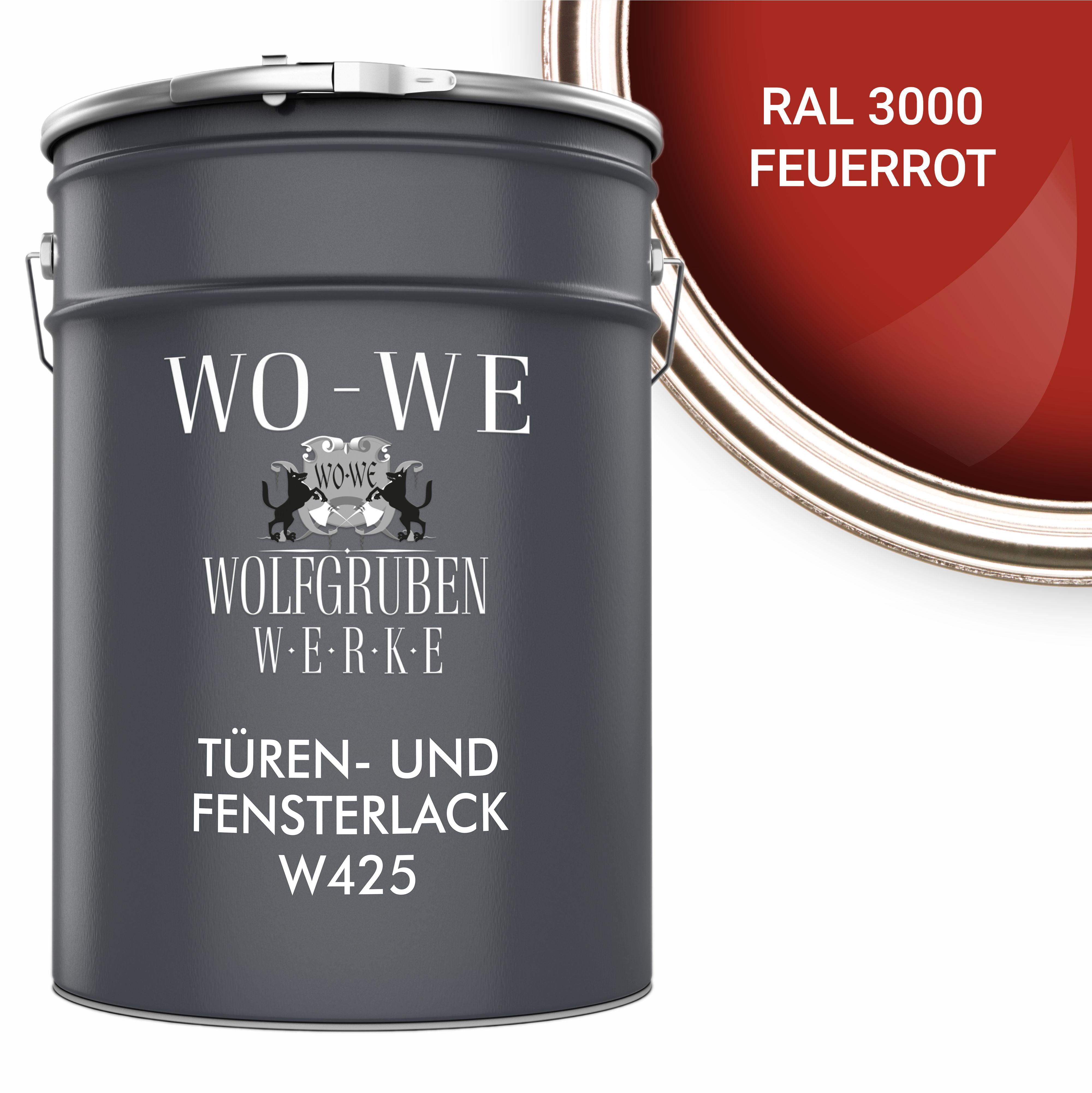 WO-WE Türen und Fensterlack 3in1 Türenlack Klarlack Holzfenster Farbe W425 Rot - 2,5L