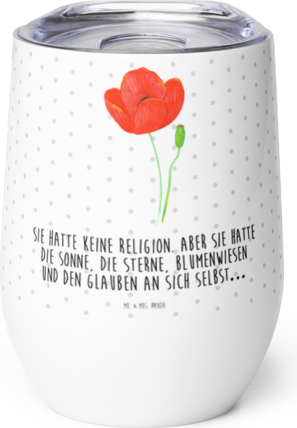 Mr. & Mrs. Panda Weinbecher Blume Mohnblume - Weiß - Geschenk, Thermo Becher, thermosbecher, Thermobecher, glühweinbecher, Garten, Respekt, Mohn, Isolierbecher, Religion PD-1247130-STANDARD