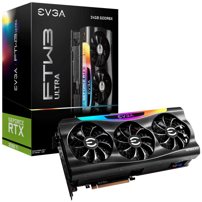 EVGA GeForce RTX 3090 Ti FTW3 ULTRA GAMING, GeForce RTX 3090 Ti, 24 GB, GDDR6X, 384 Bit, 7680 x 4320 Pixel, PCI Express x16 4.0 24G-P5-4985-KR