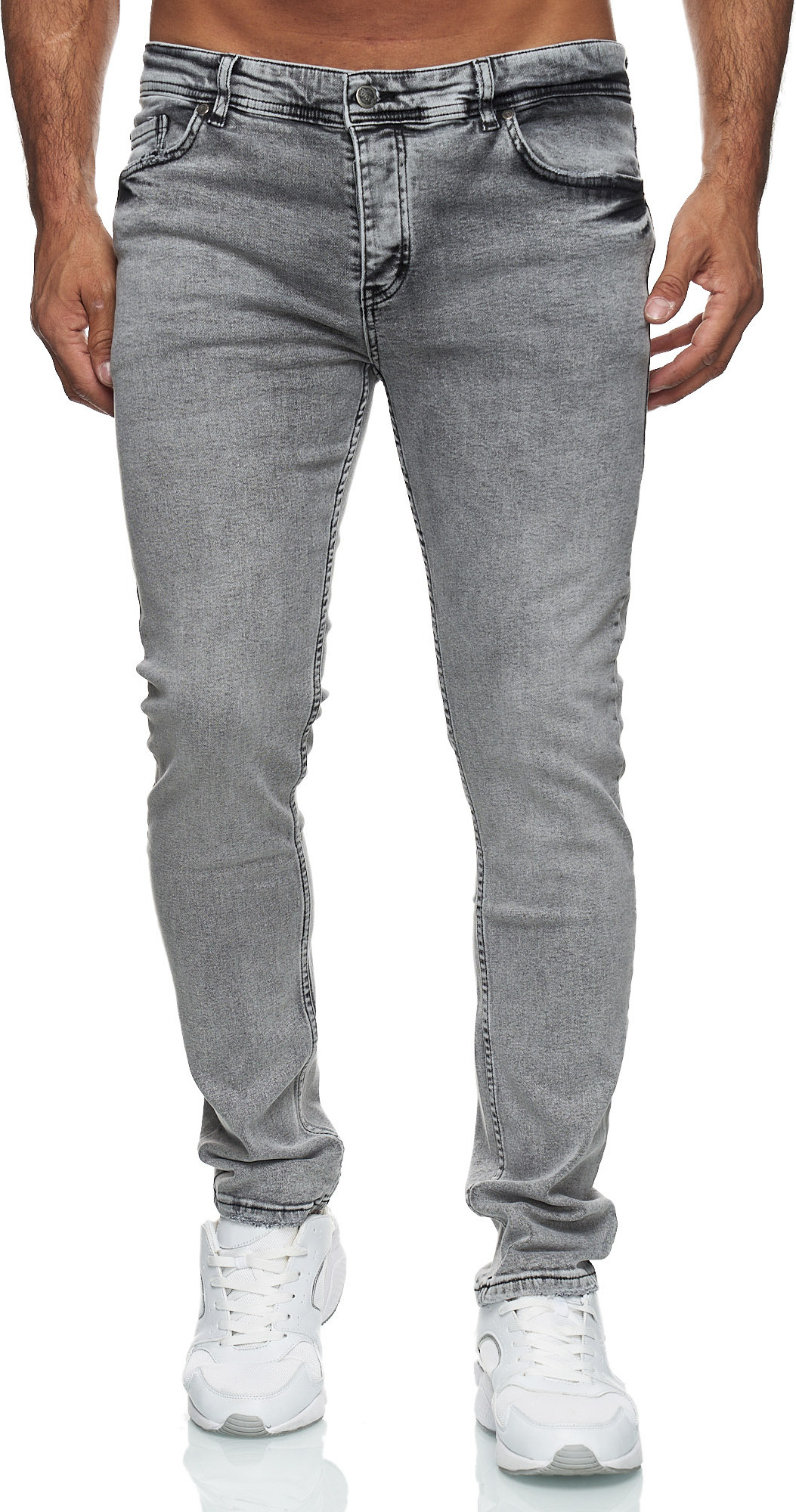 Reslad Jeans Herren Slim Fit Basic Herren-Hose Jeanshose Männer Jeans Hosen Stretch Denim RS-2091 Grau W34 / L34